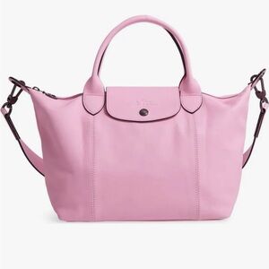 Longchamp Small Pink Le Pliage Cuir Leather Handbag